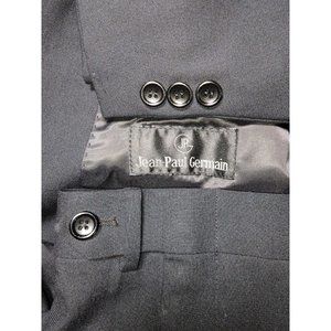Jean Paul Germaine Mens Size 62R 63x26 Solid Black Two Button 2 Piece Suit